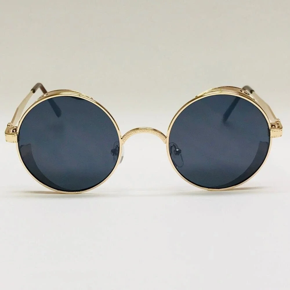 Vintage Round Steampunk Sunglasses‎ Women Men Circle Gothic Glasses Retro Metal